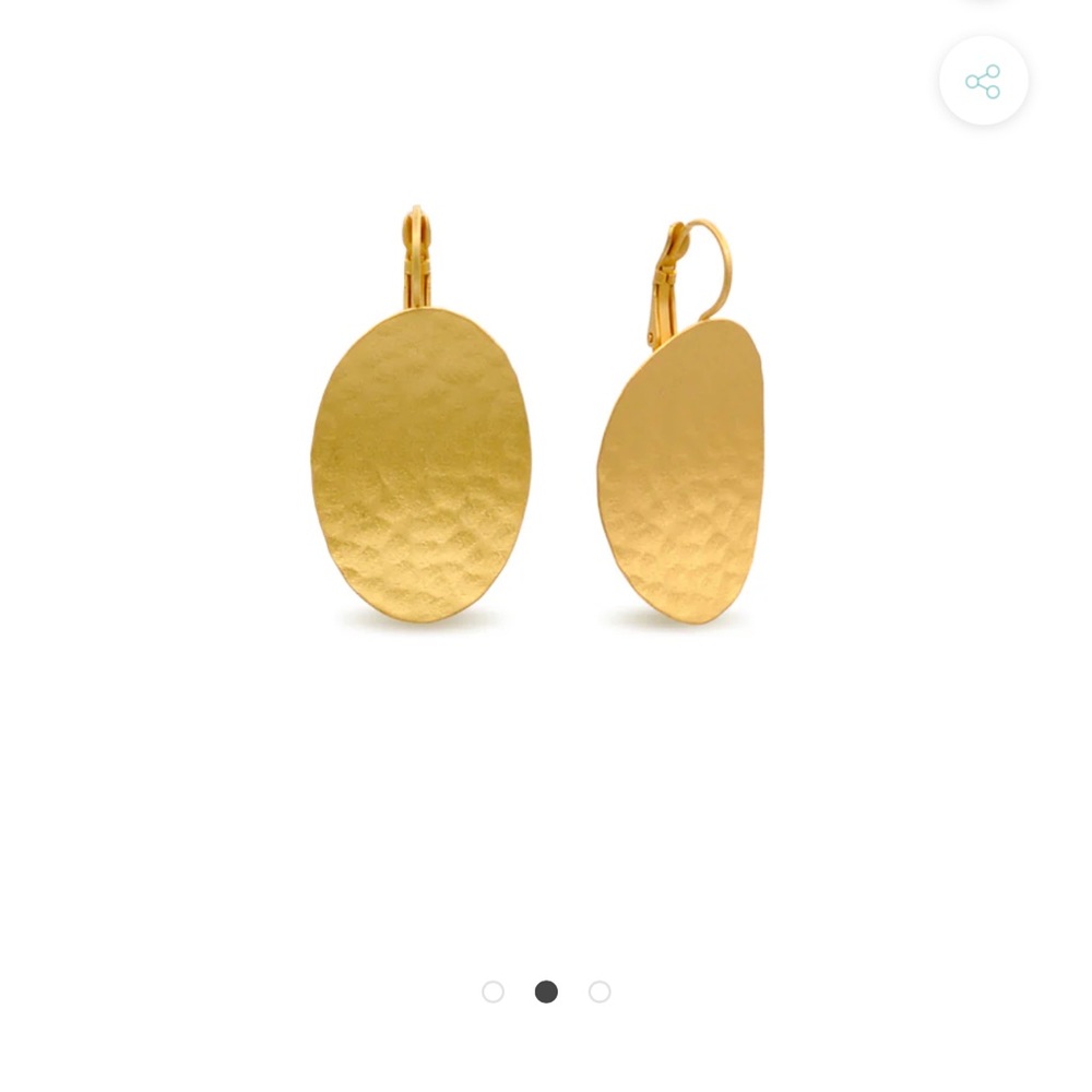 Aris Kori Earrings Gold Textured Oval Drop Earrings
